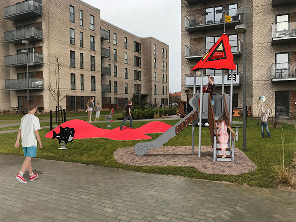 Eksempel på indretning af legeplads i Vølunden.